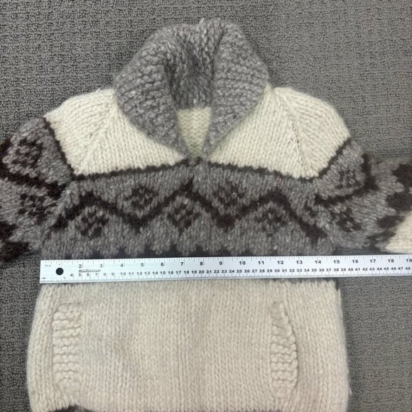 Vintage Handmade Knit Wool Sweater Youth Small Heavyweight Thick Jumper Collared - Picture 3 of 10